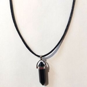 Onyx & Nylon Cord Necklace